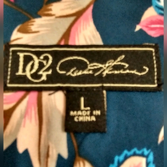 DG2 Navy Floral Bomber Jacket Zip Front Long Sleeve Size L - Picture 3 of 6